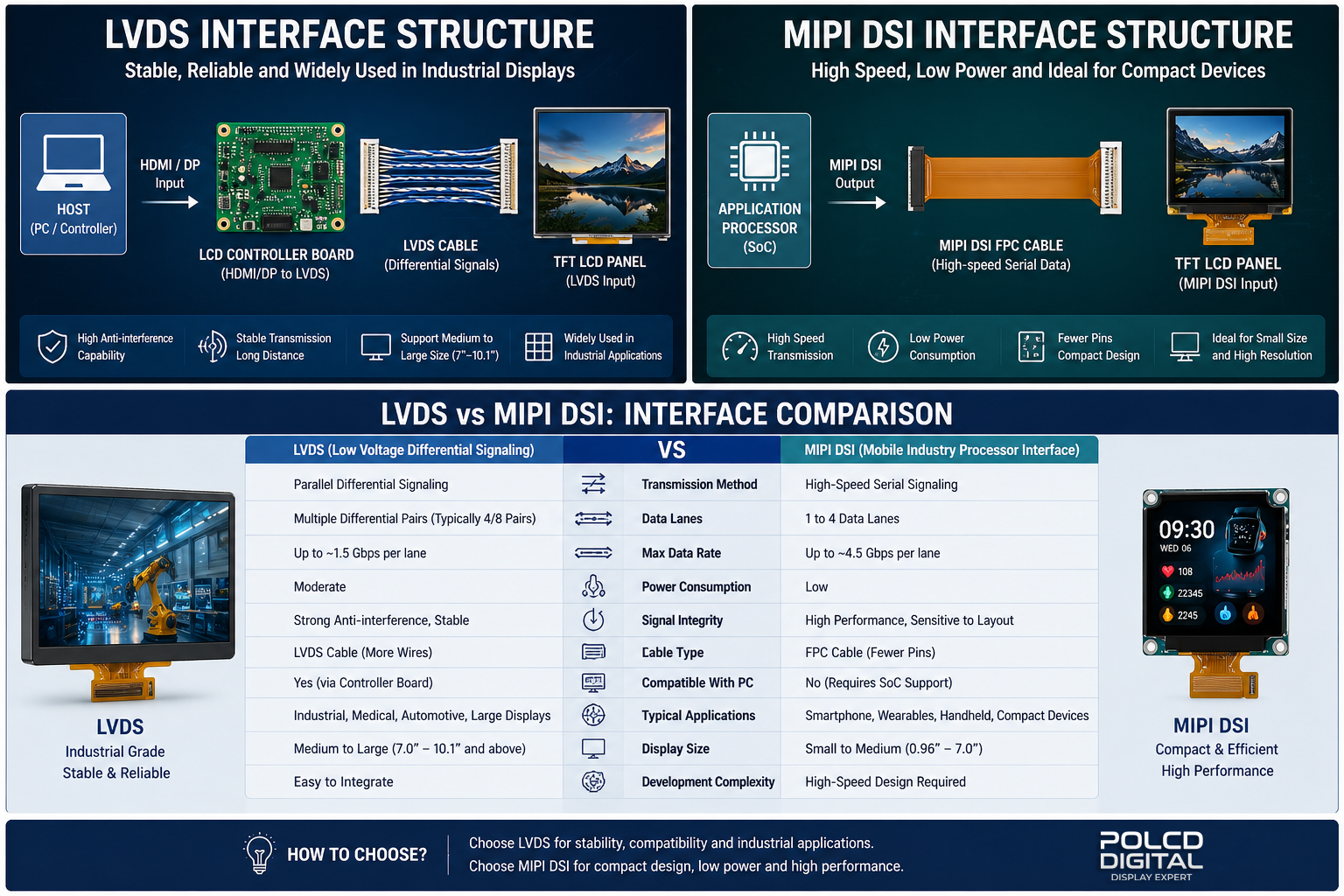 LVDS vs MIPI: Which Interface Is Better for TFT LCD Displays?