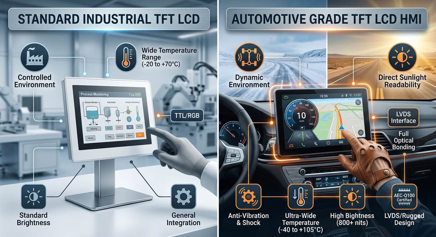 TFT LCD Displays in Automotive HMI: What Makes an In-Vehicle Screen Different from a Standard Panel?