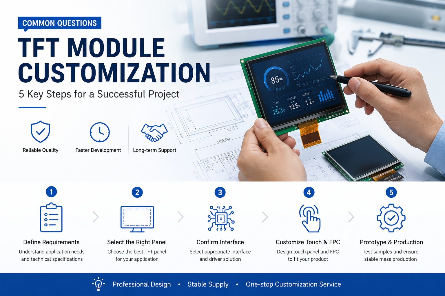 Common Questions: 5 Key Steps in TFT LCD Module Customization