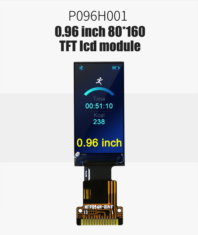 0.96 inch TFT LCD Display 80x160 Resolution SPI Interface for Wearable Devices P096H001