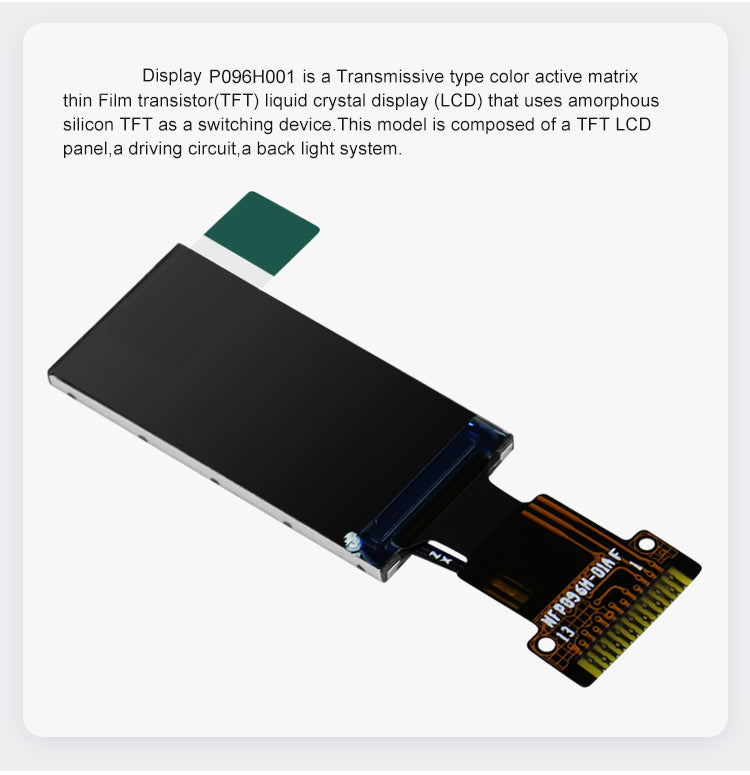 0.96 inch TFT LCD Display 80x160 Resolution SPI Interface for Wearable Devices P096H001