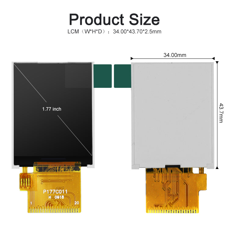 1,77 Zoll TFT LCD Display 128x160 Pixel MCU Schnittstelle P177C011