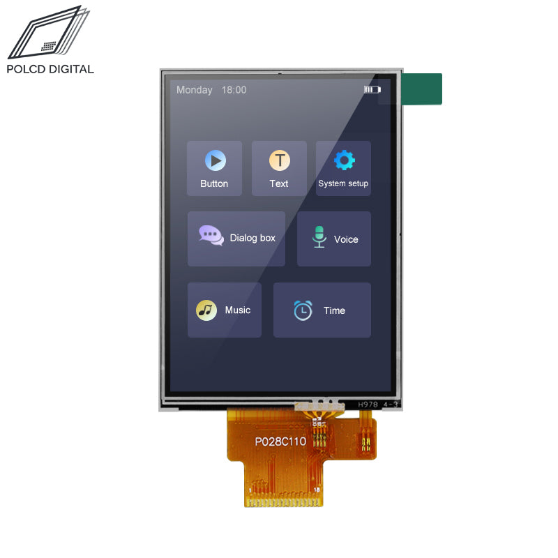 2.8 inch TFT LCD Resistive touch 240x320 Pixels with SPI Interface P028C110-RTP