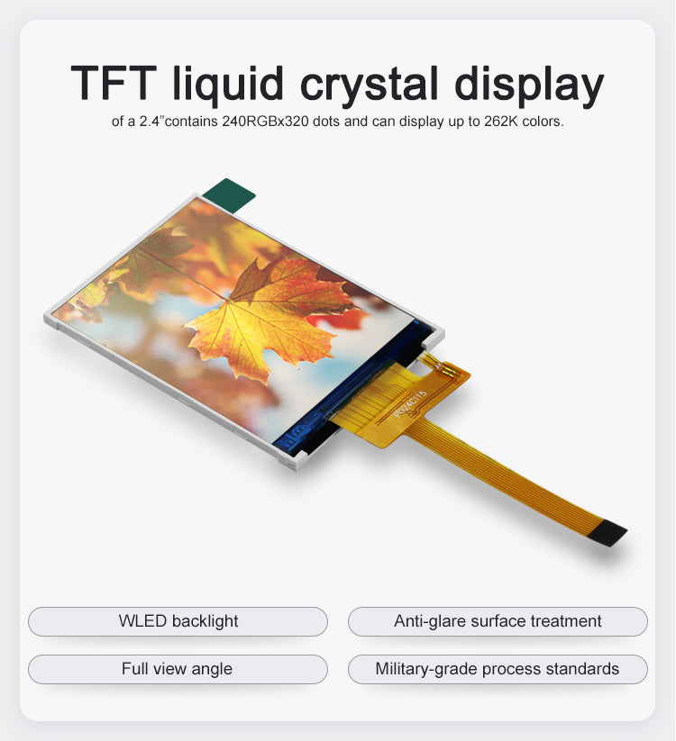 2.4 inch 240x320 TFT LCD Display Module - Custom FPC Supported