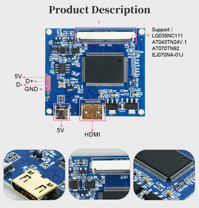 Small LCD Screen Driver Board 50Pin Controller Board for AT070TN92 800x480 / 1024x600 POLCD Digital