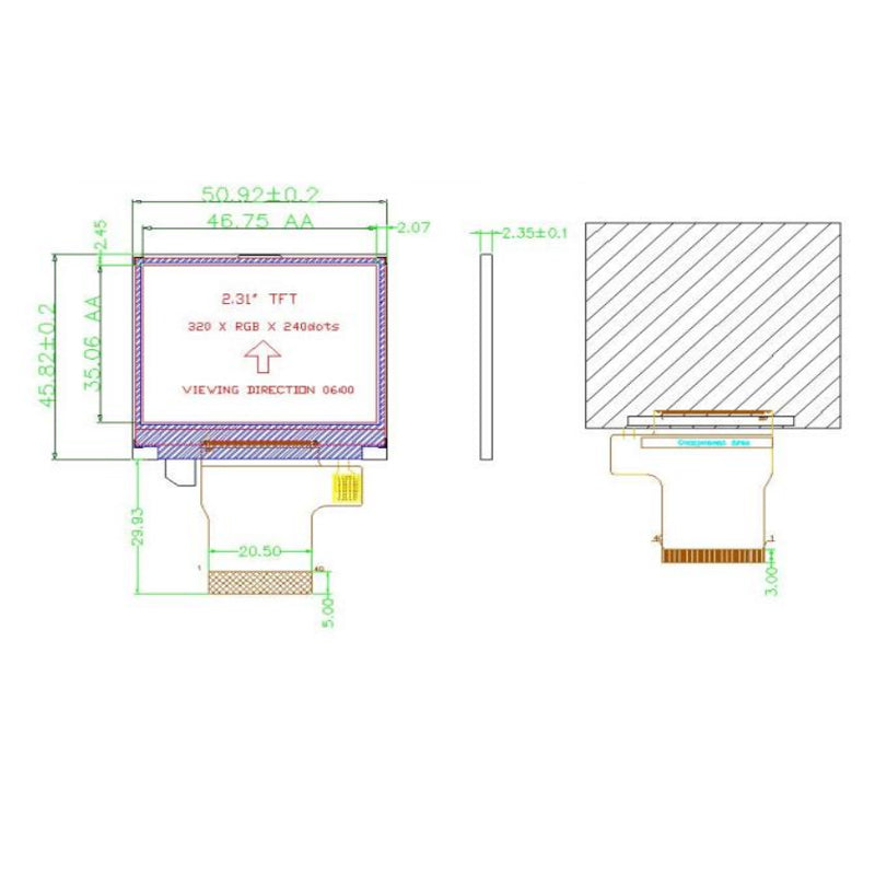 2,4 Zoll TFT LCD Modul 240x320 Pixel Display-Bildschirm EO-DIS-TFT24V03