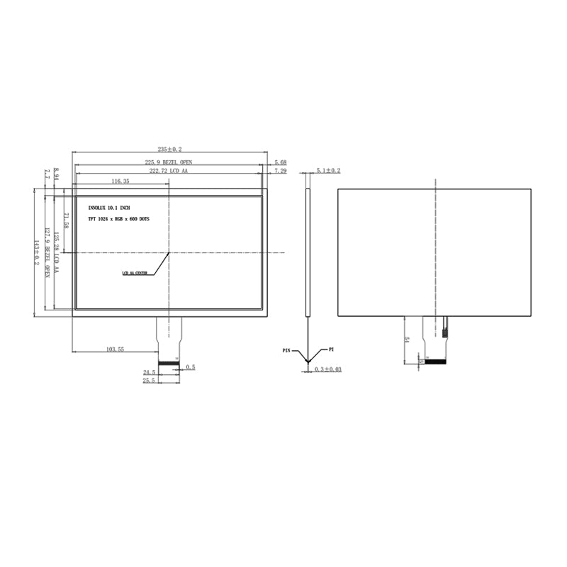 7,0 Zoll TFT LCD Modul 800x480 Pixel Bildschirm P070-Serie