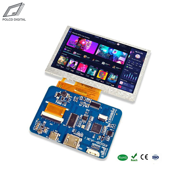 LCD Controller Board - Mini HDMI to 40-Pin FPC with Capacitive Touch Support for 4.3" TFT Panels RTD2281-V1.0JI
